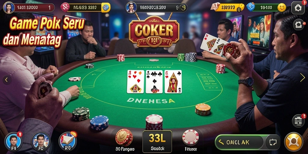 Tampilan gameplay seru saat bermain Poker di 33L.