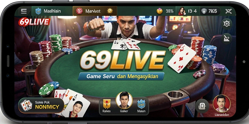 Tampilan gameplay Poker di 69LIVE yang seru dan menantang.