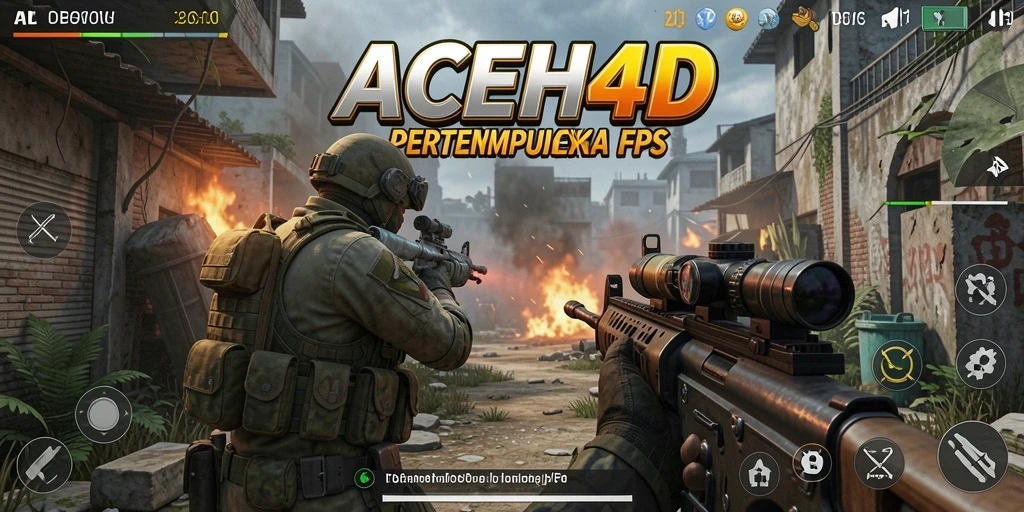 Menampilkan gameplay mendebarkan dari pertarungan FPS.