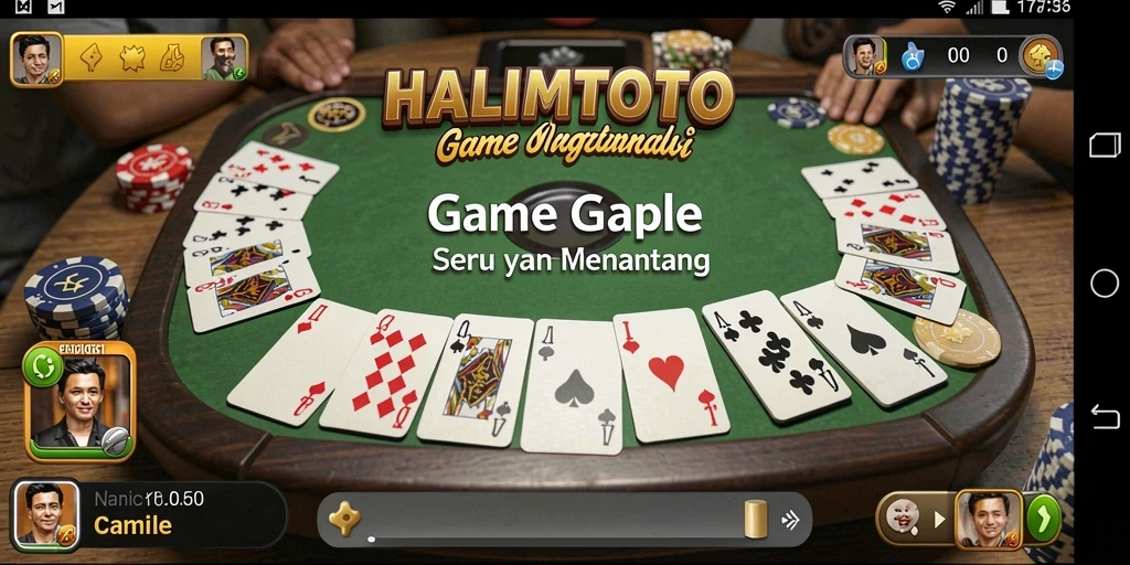 Tampilan gameplay seru HALIMTOTO dalam permainan Gaple.