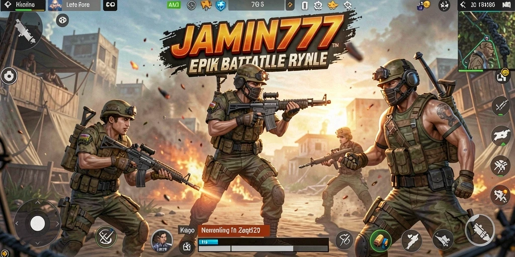 Screenshot mendemonstrasikan aksi pertempuran dalam gameplay Battle Royale.