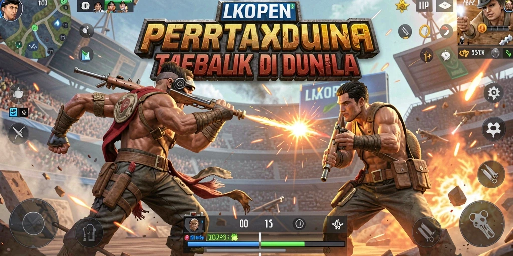Tampilan gameplay LKOPEN dalam pertempuran Battle Royale yang mendebarkan.