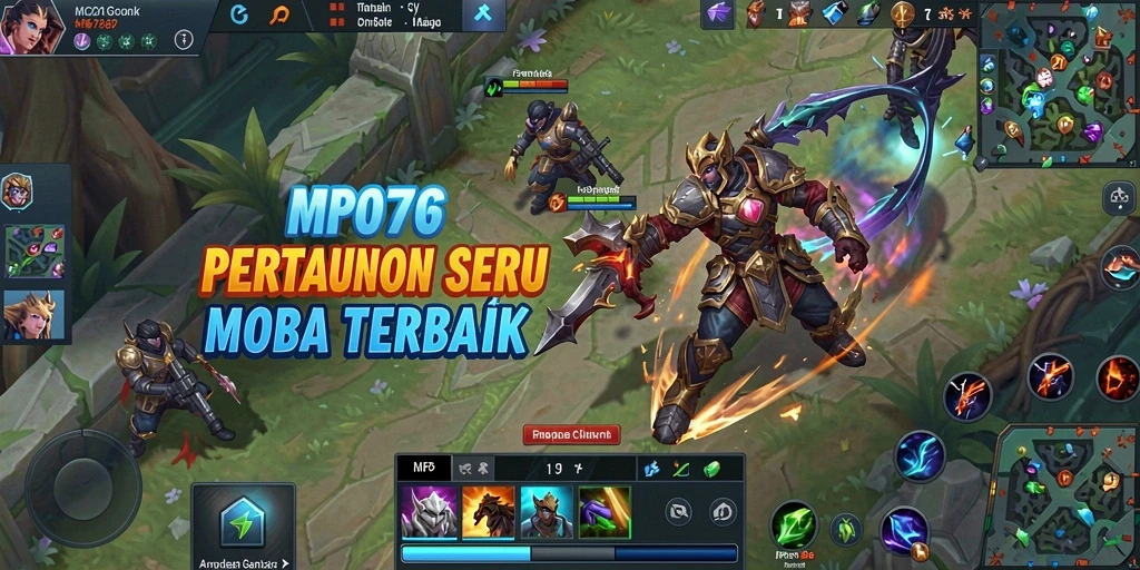 Tangkapan layar gameplay MPO76 menunjukkan aksi seru di arena MOBA.