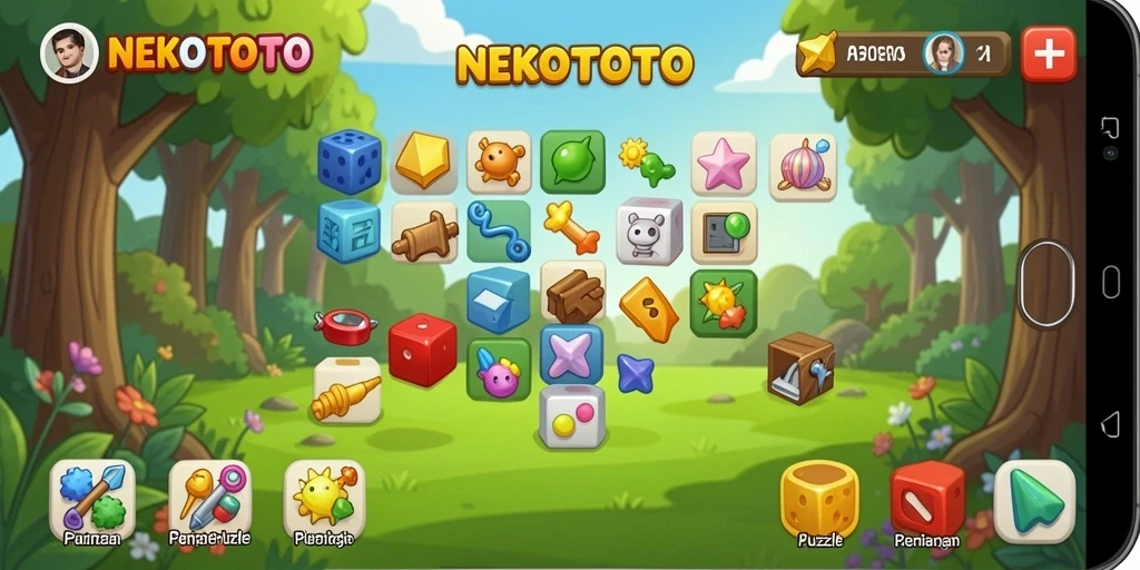 Tampilan gameplay NEKOTOTO yang menarik dan penuh warna.