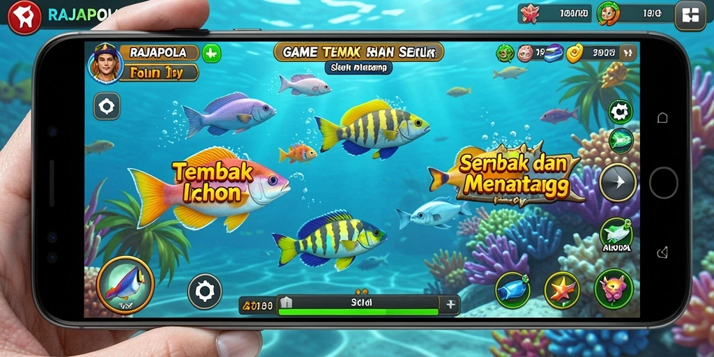 Gameplay dinamis RAJAPOLA yang penuh aksi Tembak Ikan.