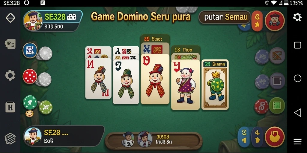 Tampilan gameplay SE328 dengan suasana seru permainan Domino.