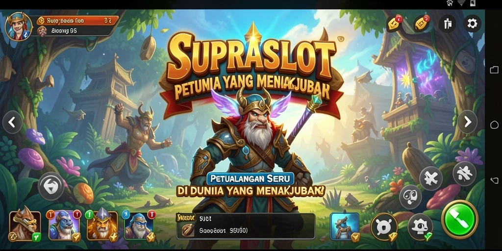 Tangkapan layar gameplay SUPRASLOT yang memperlihatkan karakter menjelajah dunia petualangan.
